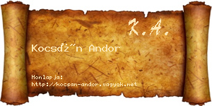 Kocsán Andor névjegykártya