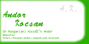 andor kocsan business card